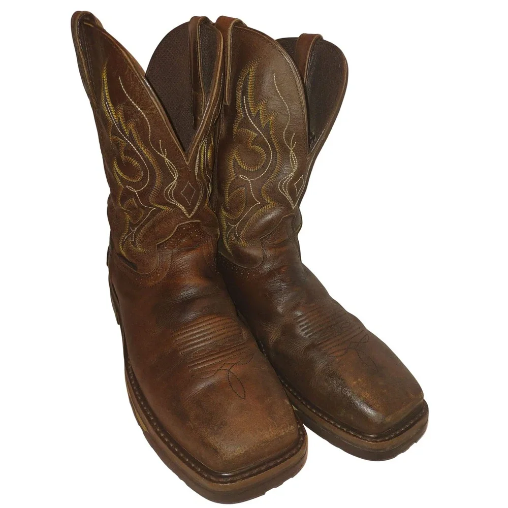 Justin Work Boots Mens Brown Leather Waterproof Composite Toe WK4625 Size 10.5 D